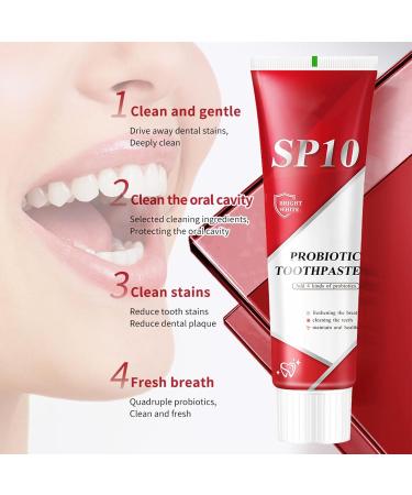 Probiotic Toothpaste Sp10 Toothpaste with Toothbrush Sp10 Whitening Toothpaste Removes Tooth Stains Probiotic Whitening Toothpaste - Buy Online on GoSupps.com