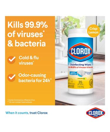 Clorox Disinfecting Wipes - Bleach-Free Cleaning Wipes Crisp Lemon Scent 35 Count | International Shipping Available - Buy Online on GoSupps.com