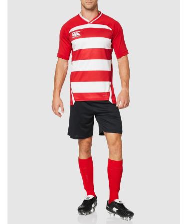 Canterbury Men's Vapodri Evader Hooped Rugby Jersey XXL - Red (Flag Red) | International Shipping Available - Buy Online on GoSupps.com