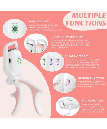 Electric Heated Eyelash Curler Kit - Professional Hot Lash Therapy Tool Rechargeable & Battery Powered Perfect for All Eye Types - Cotton Candy White - Buy Online on GoSupps.com