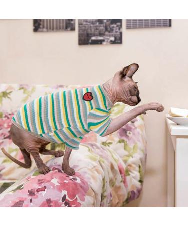 Breathable Summer T-Shirts for Hairless Cats | Soft Skin-Friendly Cotton Vests & Pajamas for Sphynx Cornish Rex & Devon Rex - XXL Green - Buy Online on GoSupps.com