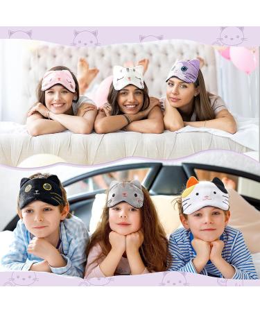 Cute Animal Sleep Mask Set for Kids - 6 Soft & Lightweight Eyeshades for Girls, Teens - Funny Cat Blindfolds - Perfect for Kitty Slumber Party Favors - Buy Online on GoSupps.com