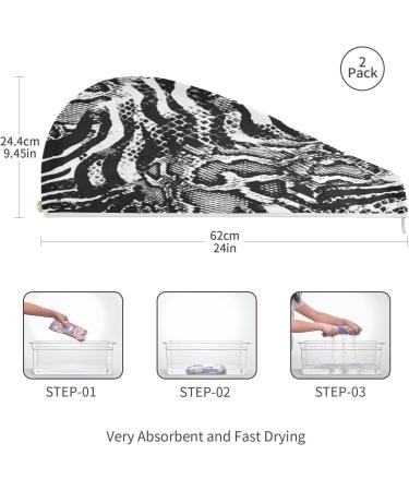 Python Print Dry Hair Cap Set - 2 Piece Quick Dry Towel with Button Headband - Super Absorbent & Soft - Buy Online on GoSupps.com