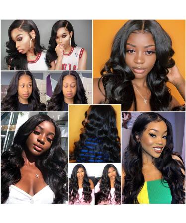 Brazilian Body Wave Human Hair Bundle with Lace Frontal Closure - 4 Bundle Pack (20 22 24 26+18) - 100% Unprocessed Virgin Hair - Natural Black - Buy Online on GoSupps.com