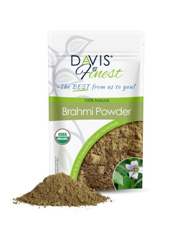Davis Finest Organic Brahmi Powder 250g Ayurvedic Hair Growth Dry Scalp Damaged Thinning Hair Reduce Split Ends Hair Fall & Hair Breakage