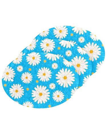 3-Pack Cleaning Kitchen Sponges Oval Daisy Flower Blue Kitchen Cellulose Dishwashing Wood Pulp Cotton