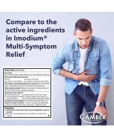 Camber Loperamide and Simethicone Multi-Symptom Tablets Anti-Diarrheal and Anti-Gas 24 Count - Buy Online on GoSupps.com