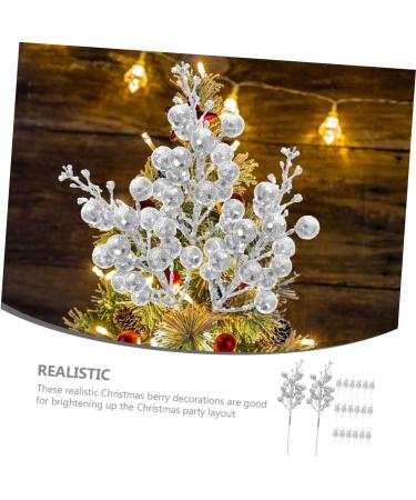Artibetter 20pcs the fruit wreath artificial decorate Christmas Tree Decor berries christmas tree branch crafts Christmas Tree Decorations flower arrangement artificial xmas berry stem Silver 19X5X5CM - Buy Online on GoSupps.com