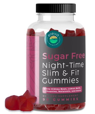 Eleva Nutrition Sugar-Free Night-Time Slimming Gummies - Keto Friendly Hunger Suppressant with Powerful 10:1 Extracts to Help with Weight Management and Melatonin to Support Sleep - 90 Count Night-time Gummies
