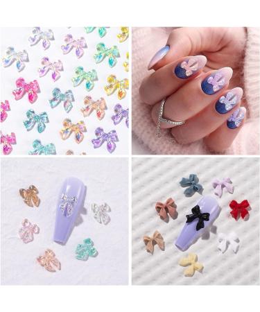 HINZIC 240 Pcs Colorful Aurora Bow Nail Charm Set for Acrylic Nails - Butterfly, Pearl, Resin, Rhinestone & Glitter Nail Art Accessories - Buy Online on GoSupps.com