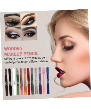 BELLIFFY 12pcs Pearlescent Eyeshadow Pencil Shimmer Eyeliner Waterproof Eyeshadow Glitter Crayons Wood - Buy Online on GoSupps.com