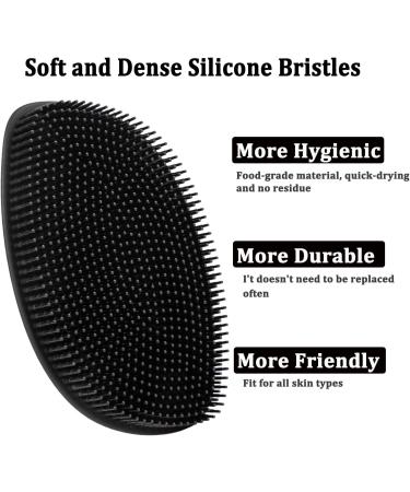 HieerBus Silicone Body Scrubber Flat Shower Brush Gentle Exfoliating and Massage Long Bristles Lathers Well and More Hygienic Than Traditional Loofah 1 Pack (Black) 3rd-black - Buy Online on GoSupps.com
