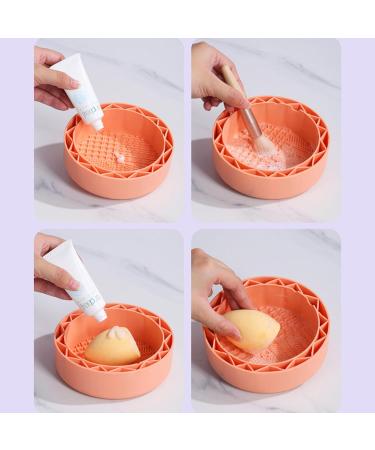 Silicone Makeup Cleaning Bowl | Multi-Purpose Bowl for Cleaning Makeup Brush - Soft Scrubber with High Elasticity for Eyeliner Brushes Cosmetic Sponge Blush Brush Neflum Orange1 - Buy Online on GoSupps.com