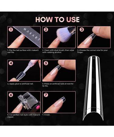 Makartt XXL Ballerina Press On Nail Set - Ultra Long Half Cover Tips & 4 Glue - 245 Pieces for Nail Art - Buy Online on GoSupps.com