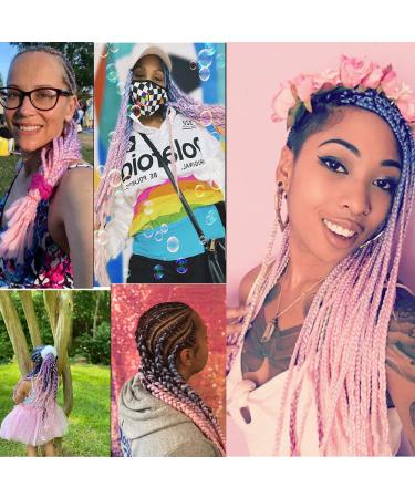 Shangxiu Ombre Braids Extensions - 6Pcs Kanekalon 24 Crochet Hair in Blue Light Purple & Pink | High-Quality Kunsthaar for Inclusive Styling - Buy Online on GoSupps.com