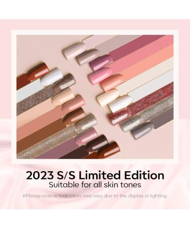 Modelones 24 Pcs Gel Nail Polish Set 20 Colors Nude Pink White Nail Polish Neutral Brown Glitter Gel Polish Set with Bond Primer Glossy & Matte Top Base Coat Soak Off LED Manicure Gifts White Glitter Brown - Buy Online on GoSupps.com
