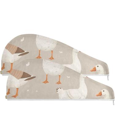 White Goose Hair Towel 2 Pack - Super Absorbent Quick-Dry Hair Turbans for Women & Girls - Buy Online on GoSupps.com