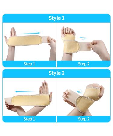 Abnii Wrist Support - Compression Brace for Carpal Tunnel & Arthritis Pain Relief - Beige (1Pair) - Buy Online on GoSupps.com