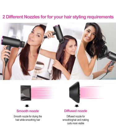 Ionic Hair Dryer - Nozama 1800W Professional Blow Dryer with 3 Heat & Speed Settings, 3 Cool Modes, & 2 Nozzles for Home & Travel - Buy Online on GoSupps.com