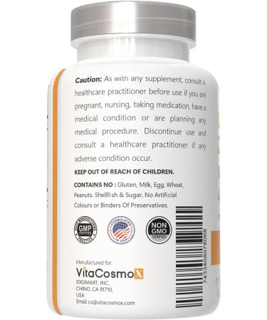 VitaCosmoX Lutein with Zeaxanthin Vegan Capsules 120 Count 40 mg Lutein + 4 mg Zeaxanthin per Serving Non-GMO Gluten-Free - Buy Online on GoSupps.com