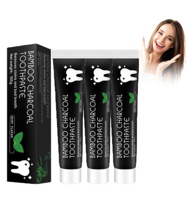3 Pcs Bamboo Charcoal Toothpaste Coconut Shell Bamboo Charcoal Toothpaste Toothpaste for Teeth Remove Teeth Stains Fresh Breath 3 Pcs x 105g Toothpaste 09