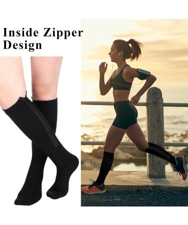 Tarpop Compression Socks for Women & Men - 4 Pairs Zippered Closed Toe 20-30 mmHg - Large/X-Large - Black - Buy Online on GoSupps.com