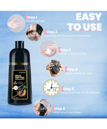 JUANCHI Organic Hair Dye Shampoo 3 in 1 for Gray Hair - Paraben Free Easy to Use Long-Lasting 16.9 Fl Oz (500 ml) - Ideal for Men & Women Ship Internationally - Buy Online on GoSupps.com