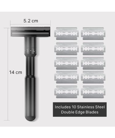 Adjustable Double Edge Safety Razor with 10 Stainless Steel Blades | Men's Safety Shaving Razors 11 Piece Set - Buy Online on GoSupps.com