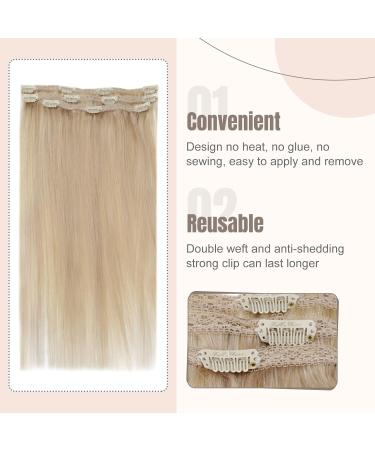 FSHINE Clip-In Hair Extensions | Blonde Highlights | 50g 30cm | Remy Human Hair #16P22 | Dark Ash Blonde & Golden Blonde Mix - Buy Online on GoSupps.com