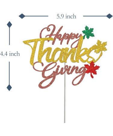 Tenhasi Red & Gold Glitter Happy Thanksgiving Cake Topper Thanksgiving Day Party Decorations Fall Harvest Maple Leaf Cake Decor - Buy Online on GoSupps.com