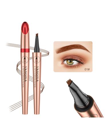 Anifer Anifer Light Brown Microblading Liquid Eyebrow Pencil - Waterproof Long Lasting Natural Four Teeth Tip.(Light Brown/Light