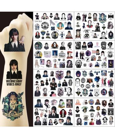 128 Pcs Addams TV Show Temporary Tattoos - Cute Wednesday Cartoon Sticker Gift for Kids - Party Supplies & Home Activity Prizes - Buy Online on GoSupps.com