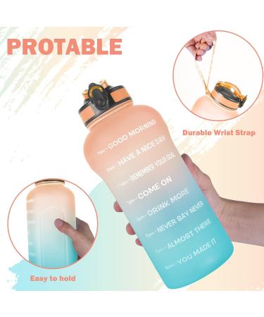 ETDW 2L Water Bottle with Straw - BPA-Free Tritan Time Markings Leak-Proof Sports Bottle in Orange & Green for Fitness - Buy Online on GoSupps.com