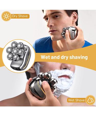 Men's Electric Head Shaver Razor - 6 in 1 Rechargeable Cordless Hair Shaving Grooming Kit for Bald Man - Waterproof Wet Dry Beard Trimmer with 7 Rotary Heads (Gray) - Buy Online on GoSupps.com