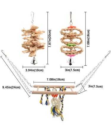 Onebarleycorn Budgie & Parrot Toy Set - 7 Wooden Bird Toys Swings & Canaries for Happy Pet Playtime - Buy Online on GoSupps.com