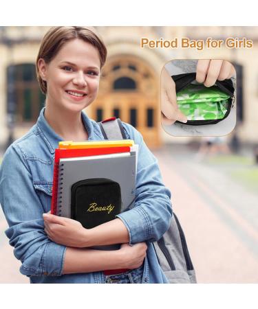 Likesing Sanitary Napkins Storage Bag - First Period Kit for Women - Portable Tampon Holder Purse - Feminine Menstrual Pouch - Black - Buy Online on GoSupps.com