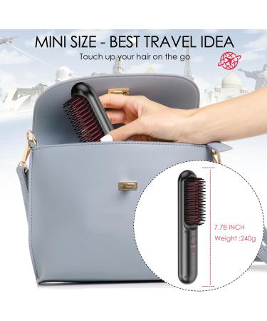 JMFONE Cordless Mini Hair Straightener Brush - USB Rechargeable Travel Flat Iron & Hot Comb for Quick Heat - Ideal for Home & Outdoor Use - Red & Black - Buy Online on GoSupps.com