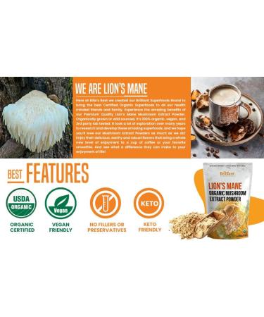 Ellie's Best Lions Mane Mushroom Extract Powder Supplement Organic 114 Servings - Double Extracted for Highest Potency - Dissolves in Coffee, Tea, Juice etc.4oz Lion's Mane 4 Ounce (Pack of 1) - Buy Online on GoSupps.com