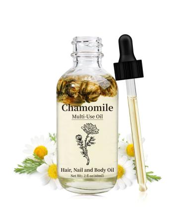 NP NATURES PHILOSOPHY Chamomile Multi-Use Oil for Face  Body and Hair - Organic Plant Fragrant Essential Oil for Dry Skin  Scalp and Nails - 2 Fl Oz