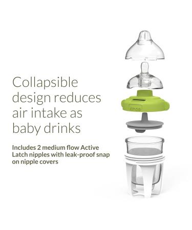 Kiinde Active Latch Silicone Baby Bottle 4oz 2-Pack Blue | Anti Colic, Leak Proof, Easy to Clean | Includes 2 Medium Flow Nipples - Buy Online on GoSupps.com