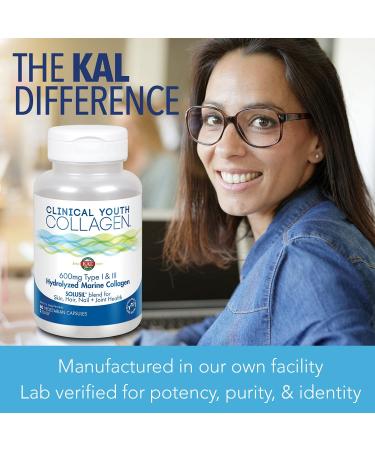 KAL Clinical Youth Collagen - 60 Vegetarian Capsules for Youthful Skin - Buy Online on GoSupps.com