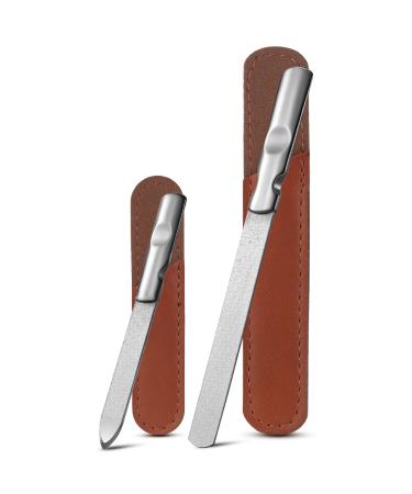 FVION Nail File Set - 2 PCS Professional Metal Nail Files Stainless Steel Nail File for Fingernails Toenails Double-Sided Nail File With Coarse and Fine Manicure Pedicure Tools Medium