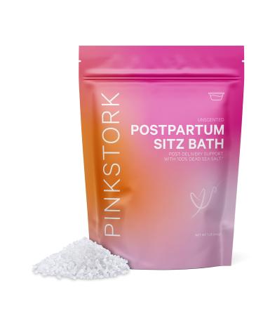 Pink Stork Postpartum Sitz Bath Soak: Dead Sea Salt for Perineal Care & Cleansing, Postpartum Recovery, Labor and Delivery Essentials, Women-Owned, Unscented, 1 lb