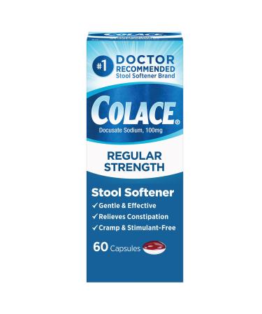 Dulcolax Fast Relief Bisacodyl 10mg 28 Count Medicated Laxative Suppositories and Colace 100mg 60 Count Stool Softener Capsules Constipation Relief