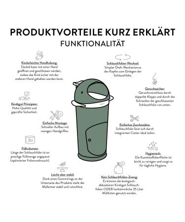 Kindsgut Diaper Wal Pistachie - Odor-Tight Eco-Friendly Easy Clean with Refill Film | Stylish Whale Design - Buy Online on GoSupps.com