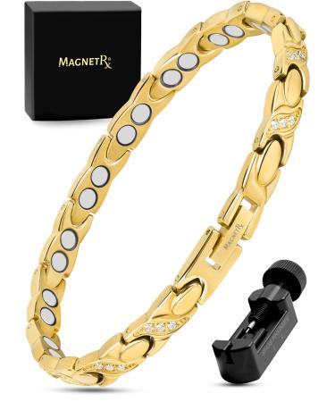 Magnetrx Ultrastarkes Magnetic tape for women - double magnet stainless steel crystal magnetic tape for women - adjustable bracelet length with size determination tool (gold) - Buy Online on GoSupps.com