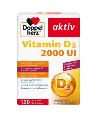 Doppelherz aktiv Vitamin D3 2000 IU, Immune Support, Bone & Muscle, 50 µg/tablet, 120 Essential Tablets for Optimal Health