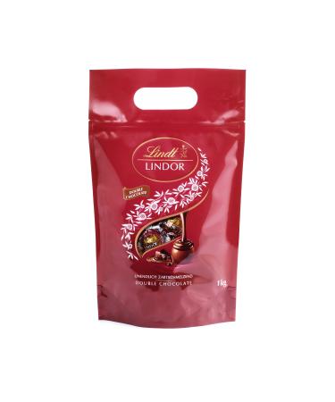 Lindt Lindor chocolate balls double chocolate |1 kg bag resealable |approx. 80 milk chocolate with dark soft melting filling |Large pack praline gift Double Chocolate 1 kg - Buy Online on GoSupps.com