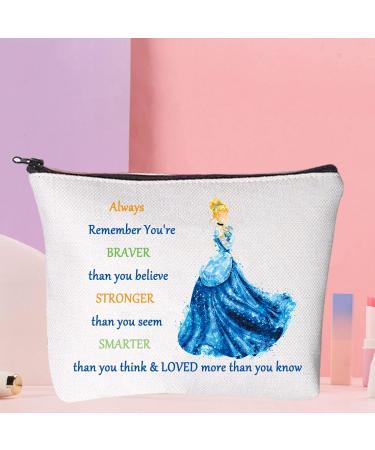 Cinderella Cosmetic Bag - Princess-Inspired Makeup Bag for Women | You Are Braver Stronger Smarter Than You Think | Perfect Gift for Disney Fans - Buy Online on GoSupps.com