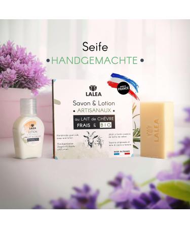 Organic Goat Milk Soap & Lotion Set - Anti-Acne Facial Care Handmade in France | 100g Soap + 30ml Moisturizer for Eczema & Psoriasis - Buy Online on GoSupps.com